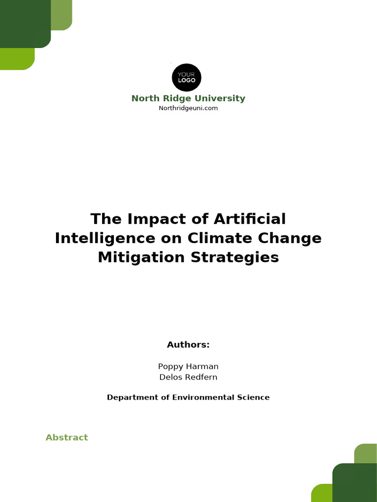 AI's Role in Climate Change Mitigation | PDF | Artificial Intelligence ...