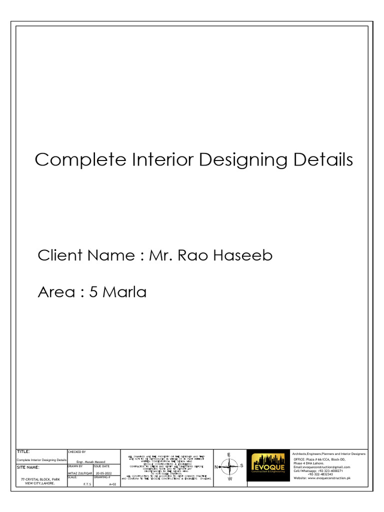 Interior Design Plans for 5 Marla Home | PDF