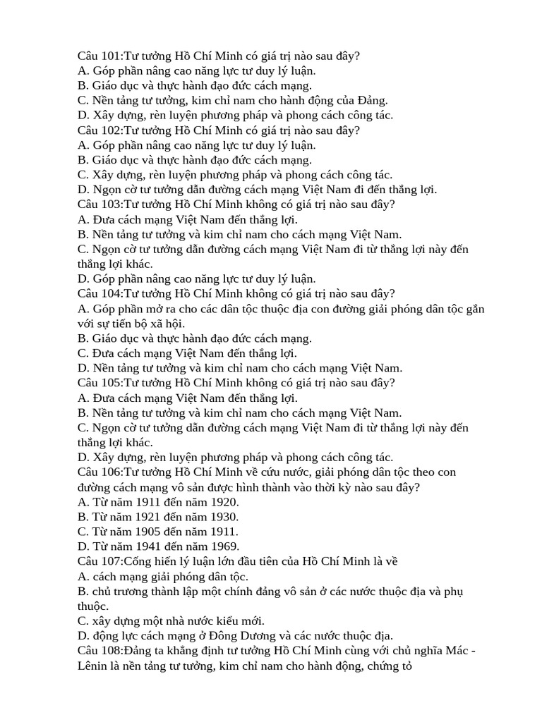 Câu 101 - 200 Nè | PDF