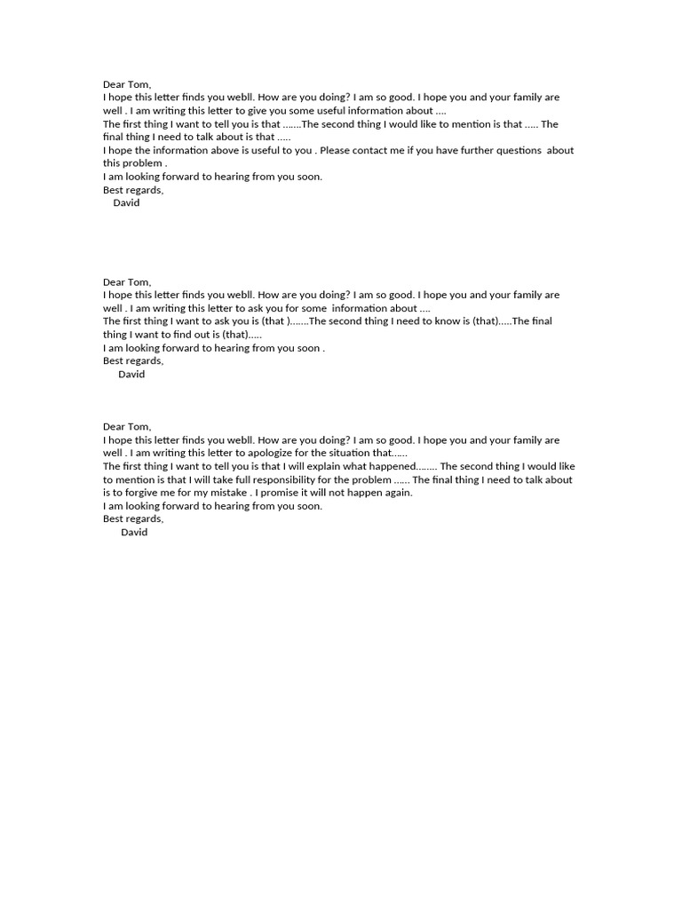Communication Templates for Letters | PDF