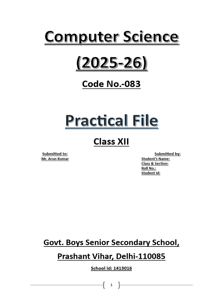 Python Practical Programs for Class XII | PDF | Division (Mathematics ...