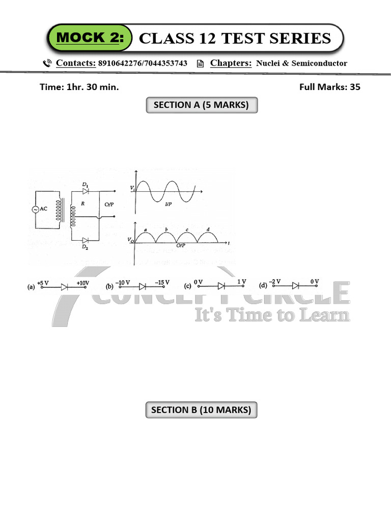 Mock test 2-3 | PDF | Nuclear Fission | Atomic Nucleus