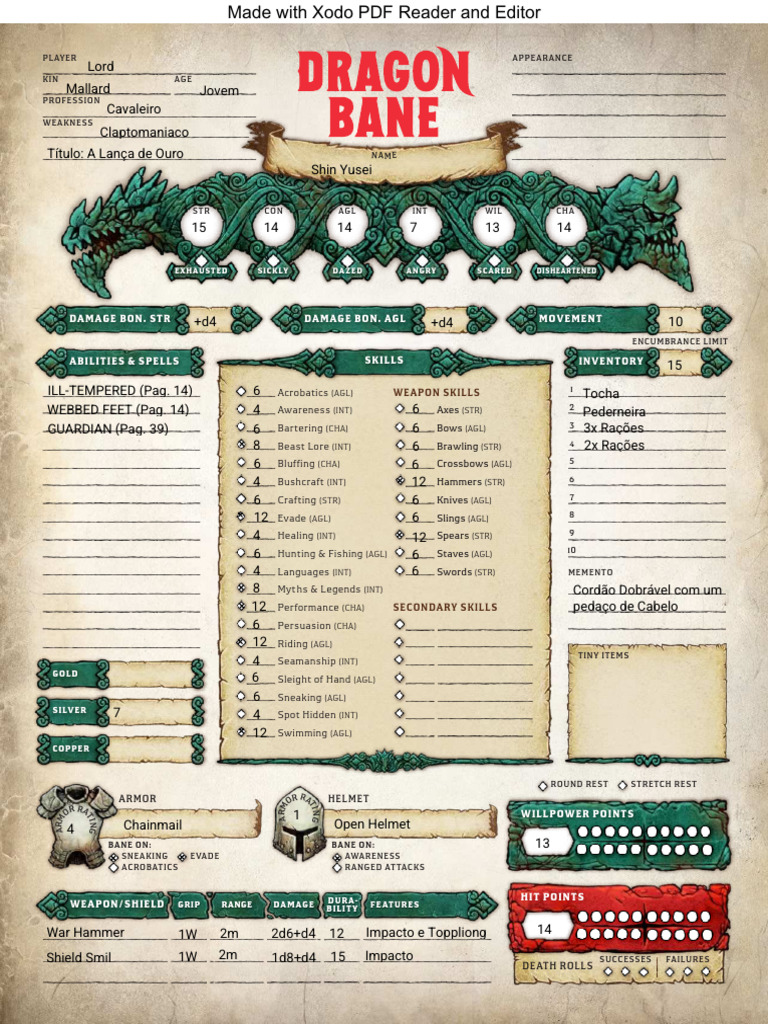 RPG Character Sheet Template | PDF