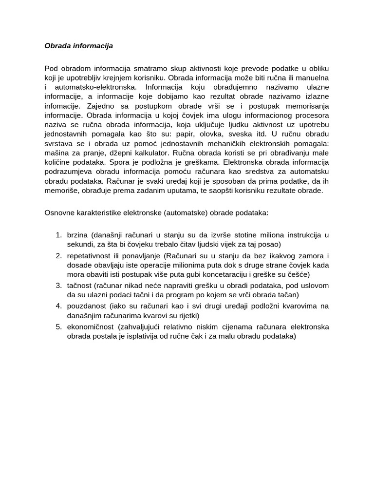 Obrada Informacija | PDF