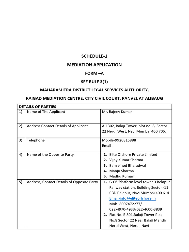 Mediation Application for Commercial Dispute | PDF | Justice | Crime ...