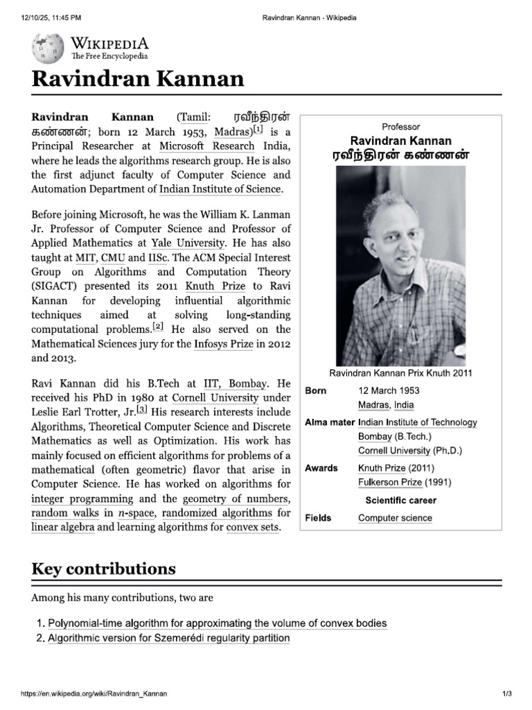 Ravindran Kannan | PDF
