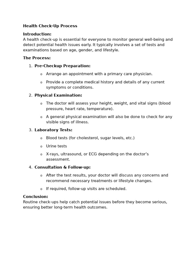 Essential Health Check-Up Guide | PDF