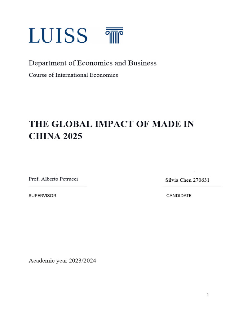 Global Impact of Made in China 2025 | PDF | Cost Of Living | Economic ...