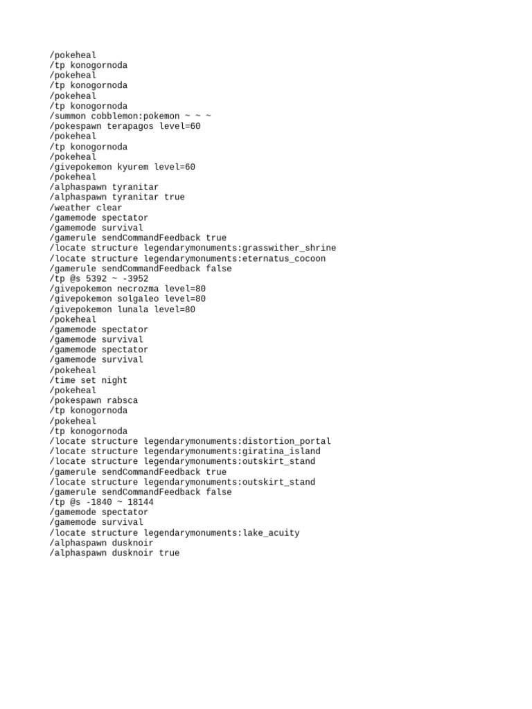 Minecraft Cobblemon Commands Guide | PDF
