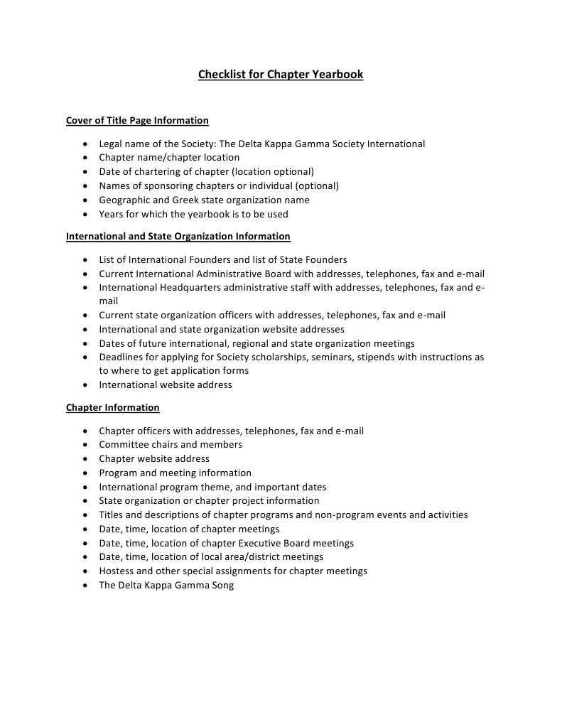 Checklist For Chapter Yearbook | PDF | Email | Websites