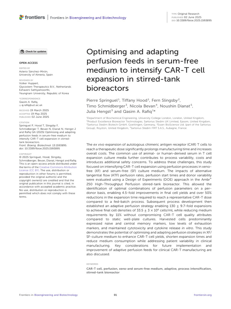 Springuel 2025 - Optimising and Adapting Perfusion Feeds | PDF | Health ...