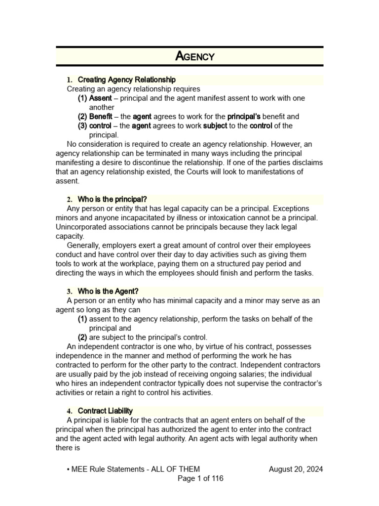 Understanding Agency Relationships and Liability | PDF | Collateral ...