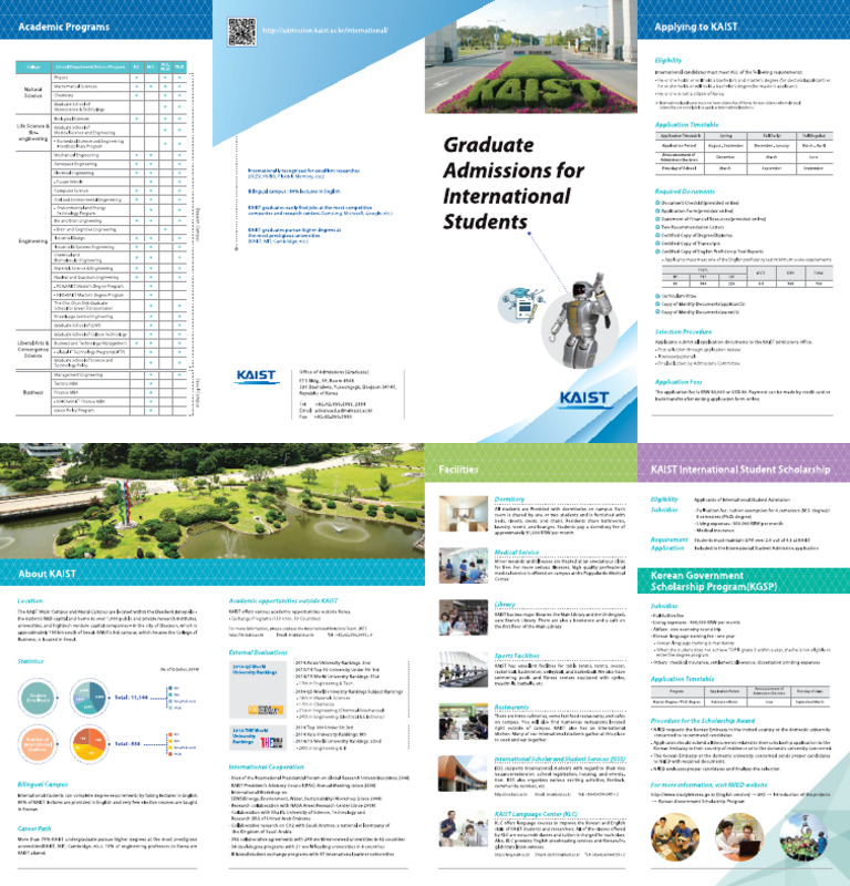 KAIST Leaflet For Graduate Application | PDF