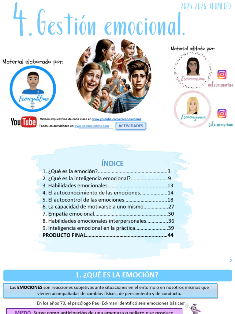 Diapositivas FOPP. 4.GESTIÓN EMOCIONAL | PDF | Las emociones ...
