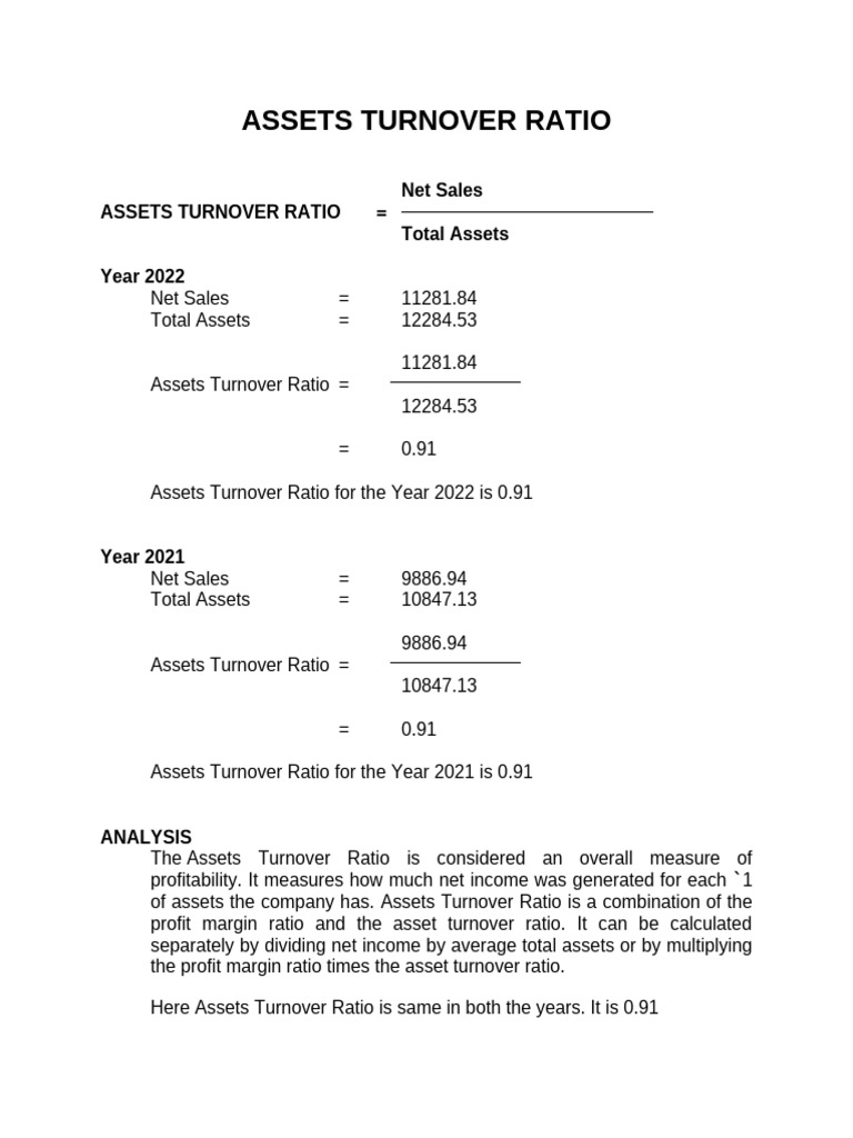 2022 Assets and Stock Turnover Ratios | PDF | Revenue | Inventory