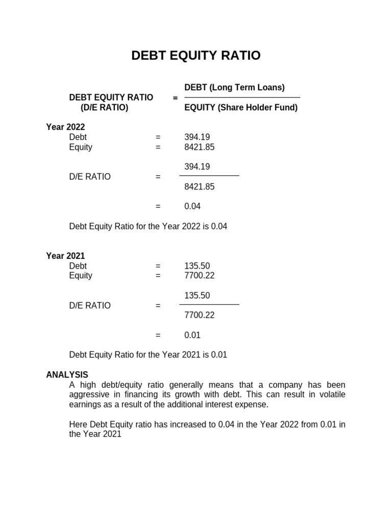 Debt Equity Ratio | PDF