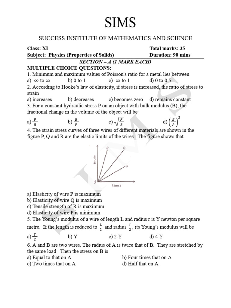 Xi Properties of Solids Qp | PDF | Deformation (Engineering) | Young's ...