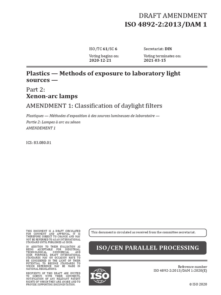 Xenon-Arc Lamp Exposure Methods for Plastics | PDF | International ...