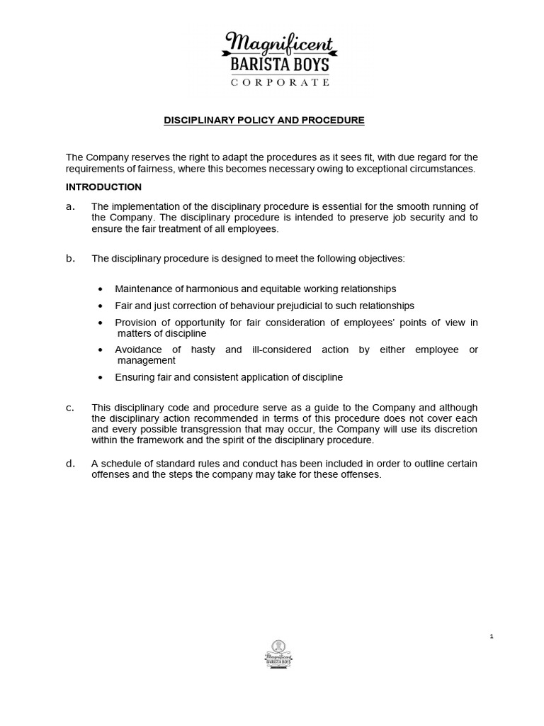 Disciplinary Policy and Procedures Guide | PDF | Employment | Driving ...