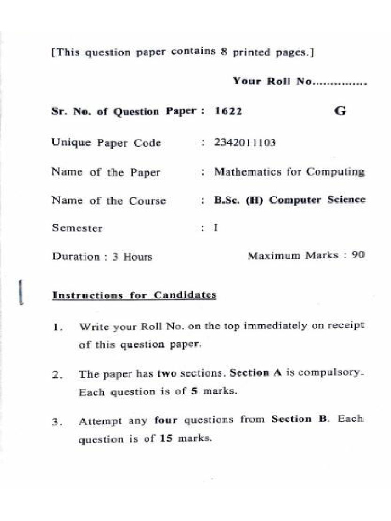 QP 2023 Mathematics For Computing | PDF