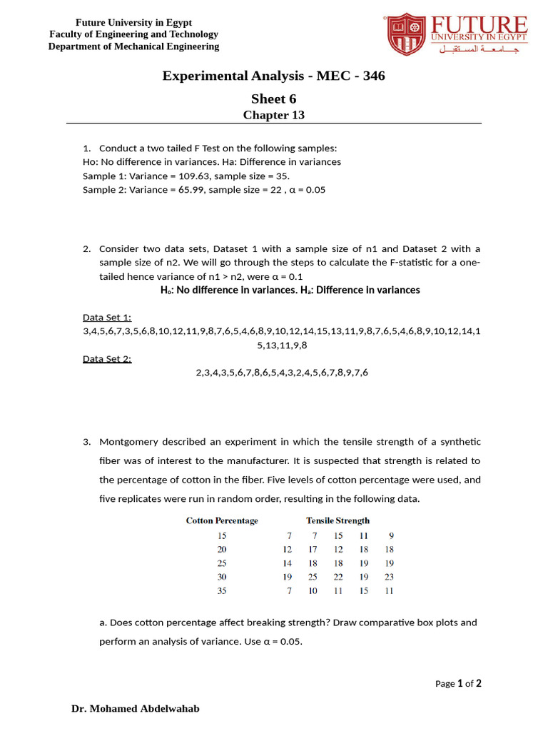 Sheet 6 (2) | PDF | Sample Size Determination | Statistics