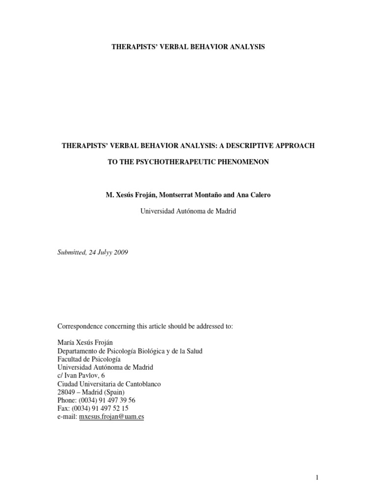 Therapists + Verbal Behavior Analysis A Descriptive Approach To The ...