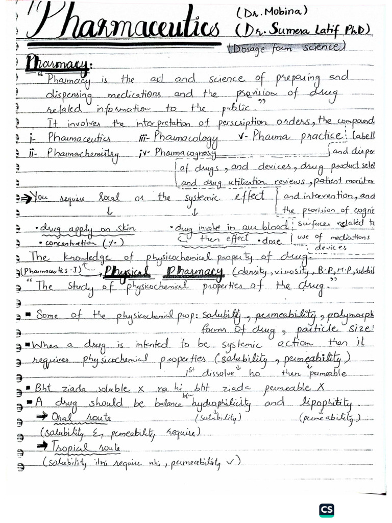 Pharmaceutics Notes Mids | PDF