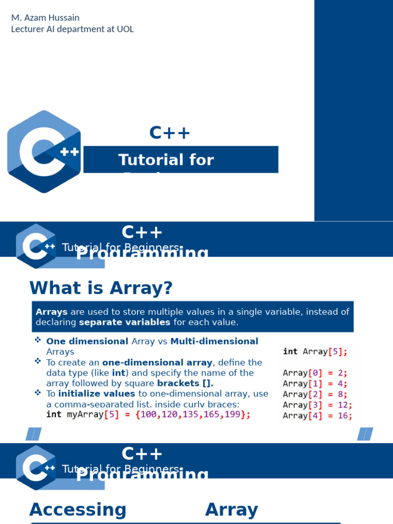 16_12_2025_Lecture1(Week12 - Arrays - One Dimensional Array) | PDF