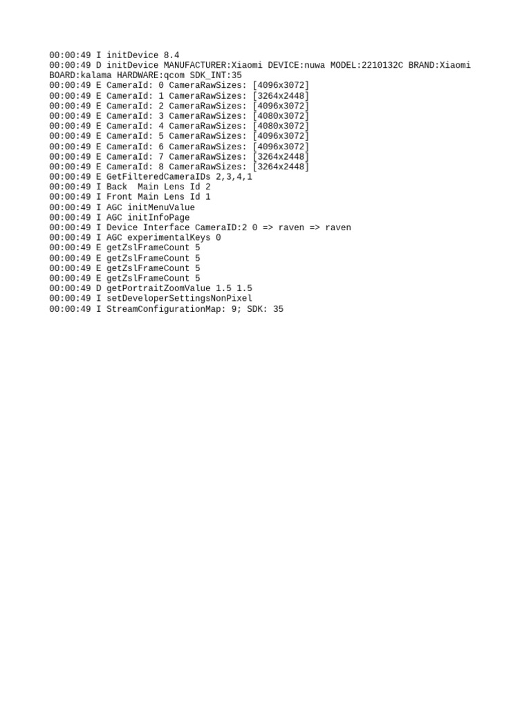 Xiaomi Device Camera Specifications | PDF