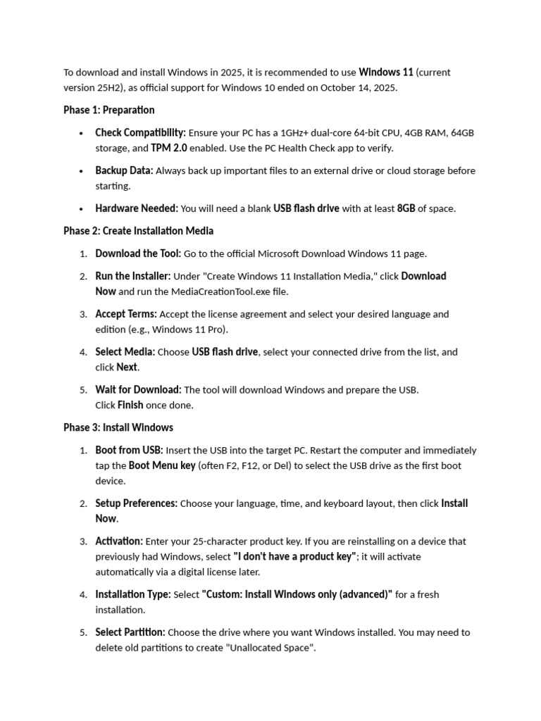 Install Windows 11 in 2025 Guide | PDF | Microsoft Windows | Windows 10