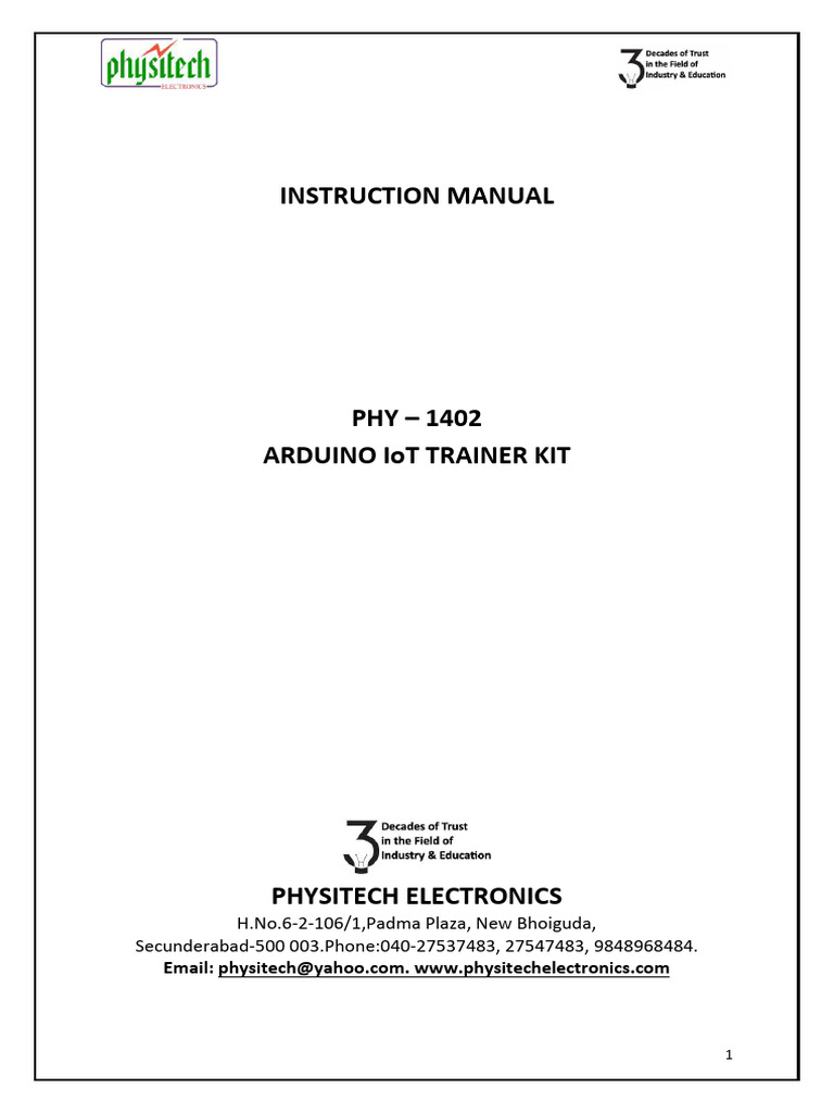 Arduino IoT Trainer Kit Manual | PDF | Arduino | Installation (Computer ...