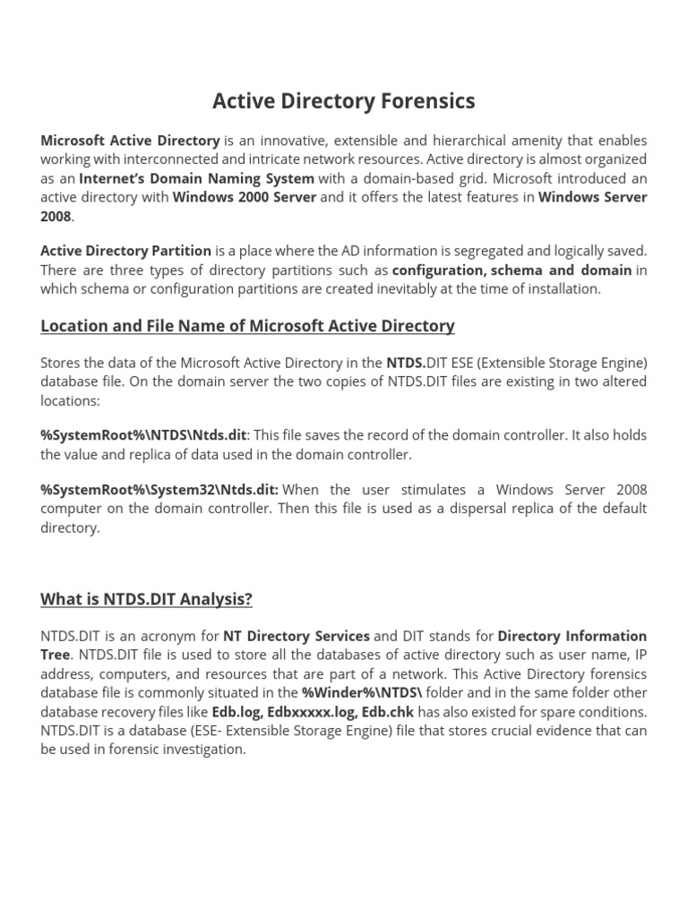 Active Directory Forensics Guide | PDF | Active Directory | Computer File