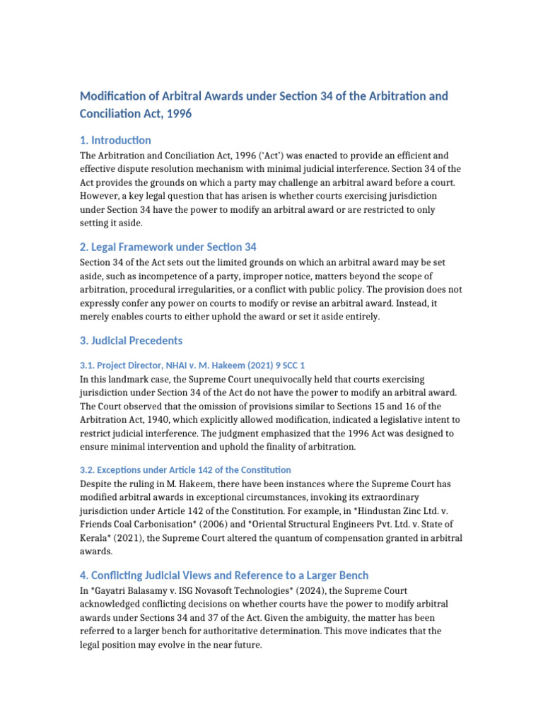 Modifying Arbitral Awards in India | PDF | Arbitration | Jurisdiction
