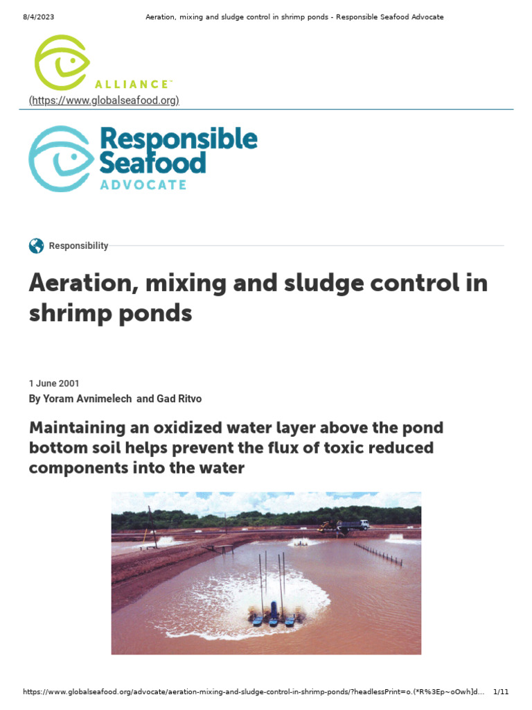 Aeration Mixing and Sludge Control in Shrimp Ponds | PDF | Redox | Nitrate