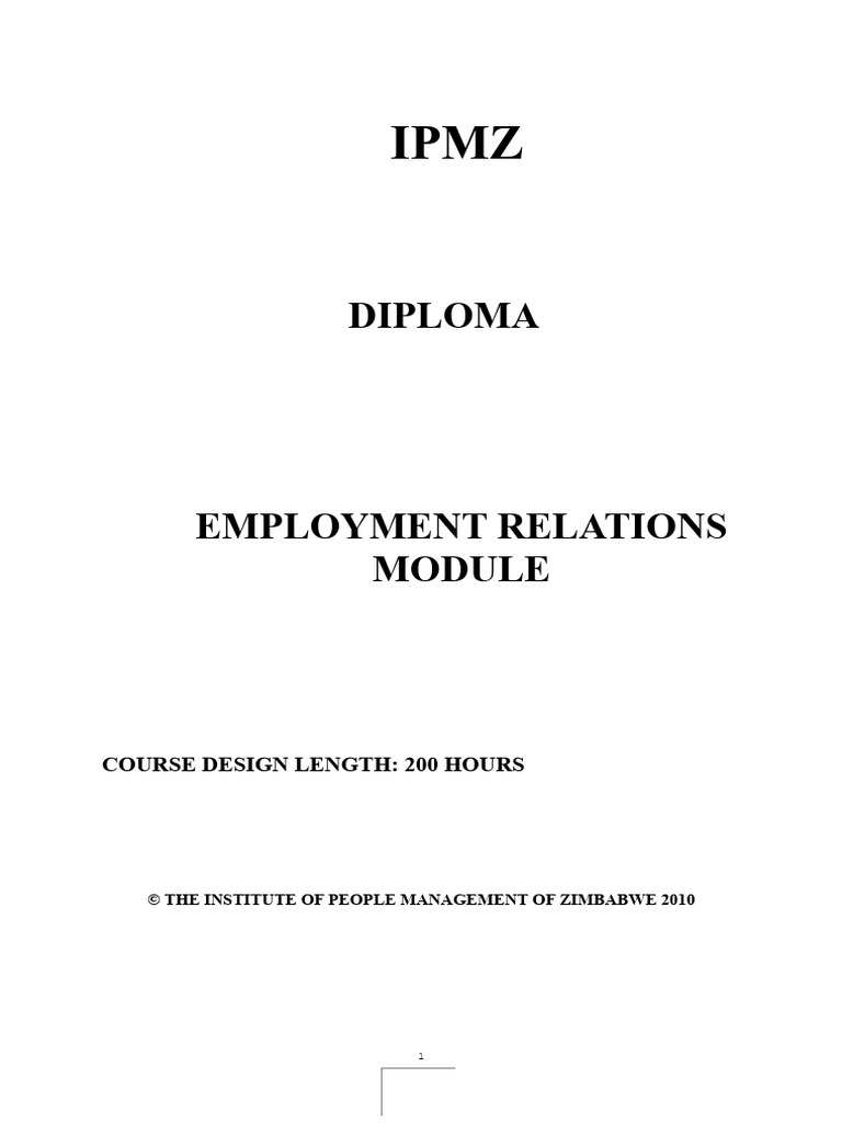 Employment Relations Diploma Course | PDF | Trade Union | Employment