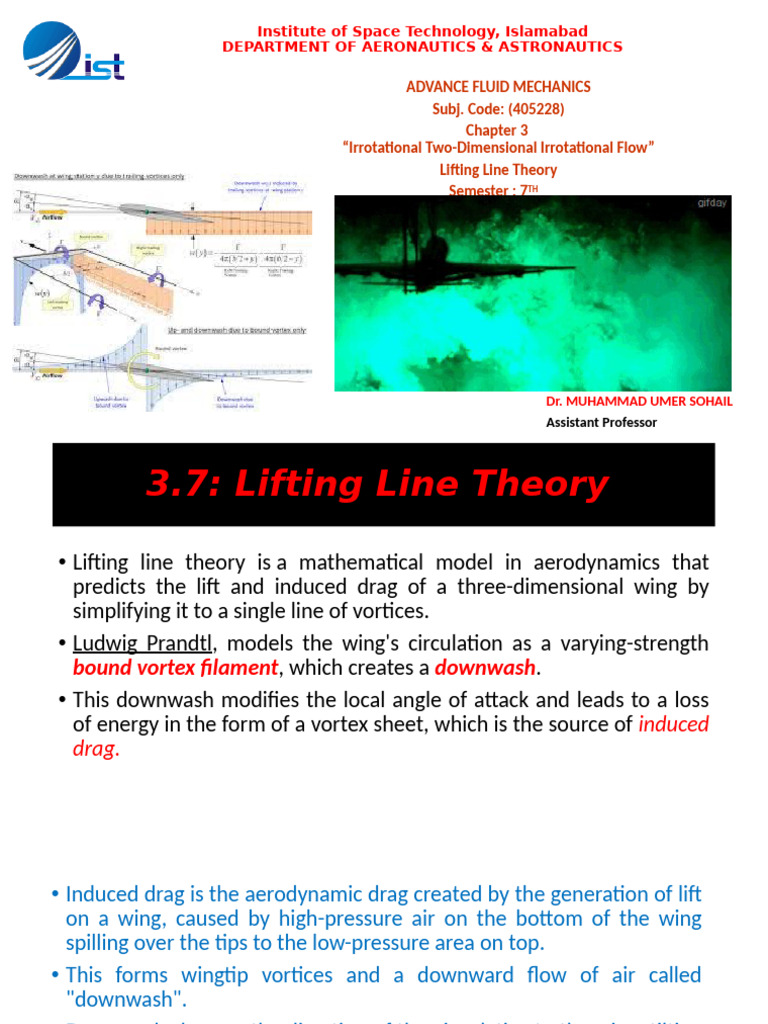 Lifting Line Theory in Aerodynamics | PDF | Vortices | Lift (Force)