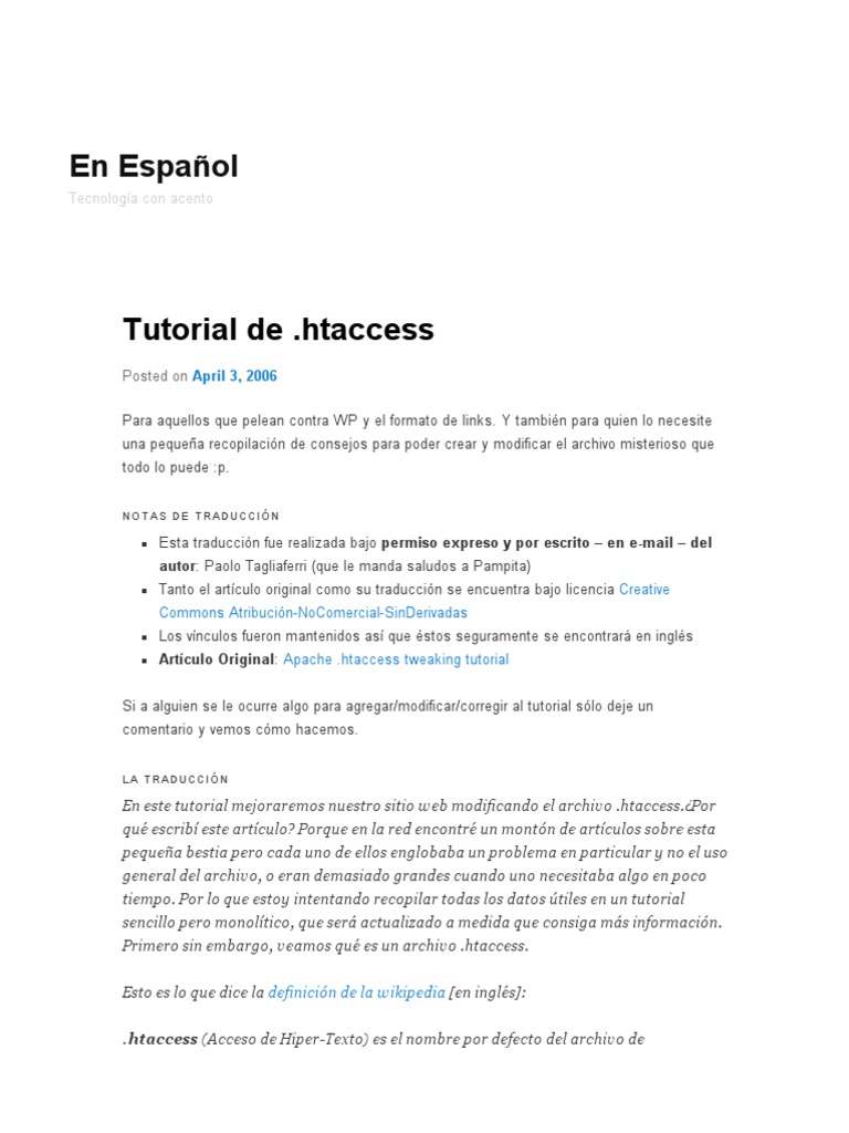 Tutorial de Htaccces | PDF | Protocolo de Transferencia de Hipertexto ...