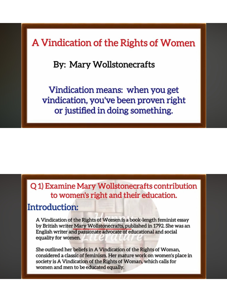 A Vindication of The Rights of Women | PDF