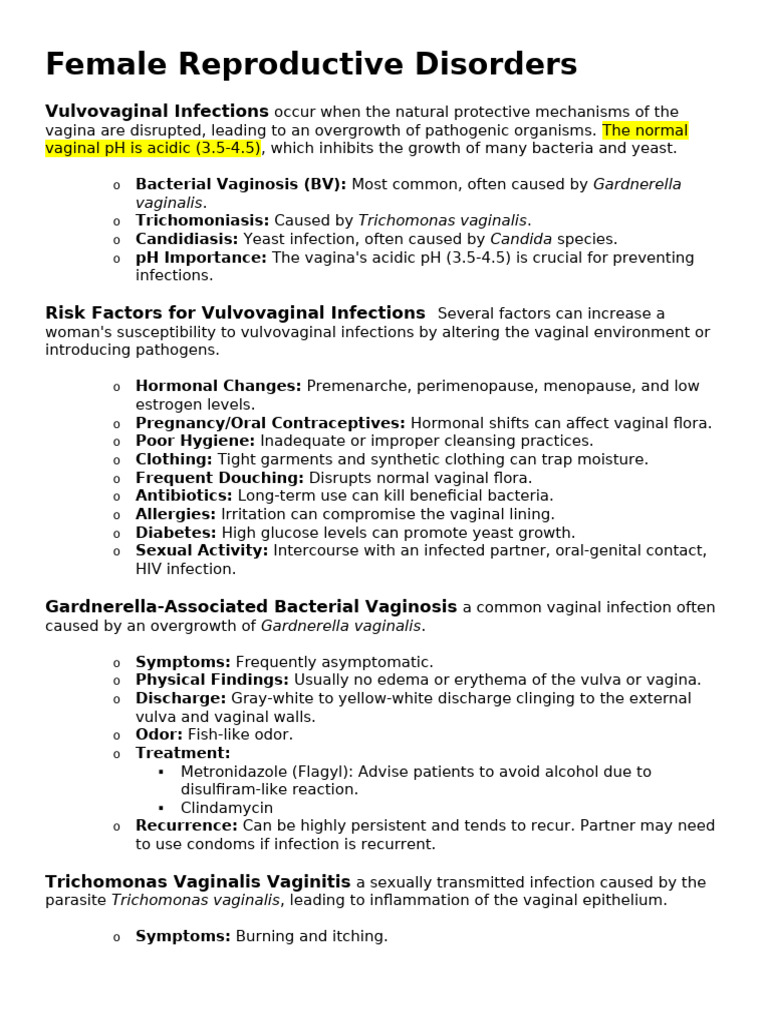 Understanding Female Reproductive Disorders | PDF | Vagina | Candidiasis