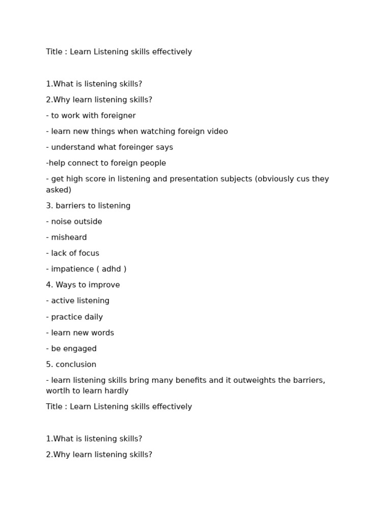 Master Effective Listening Skills | PDF | Attention Deficit ...