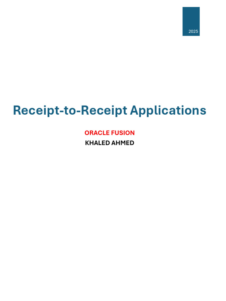 Oracle Fusion Receipt Applications Guide | PDF | Receipt | Cash