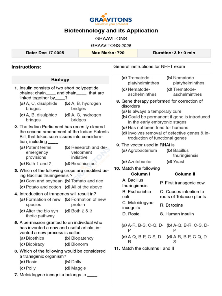 Biotechnology Applications and Concepts | PDF | Recombinant Dna ...