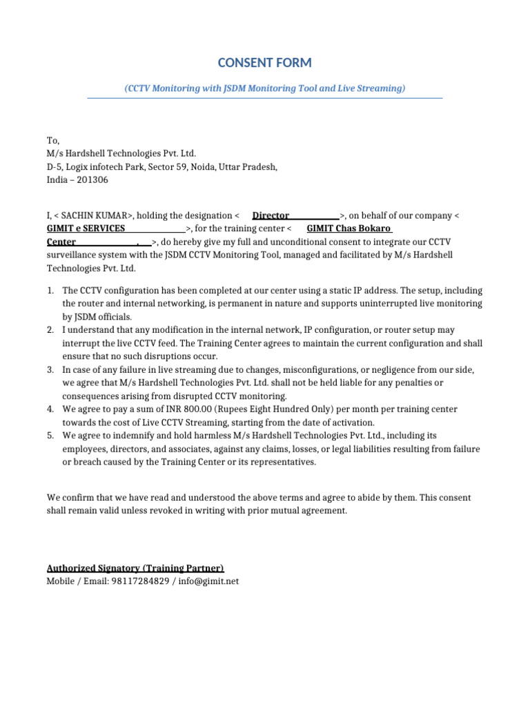 Consent Form CCTV | PDF