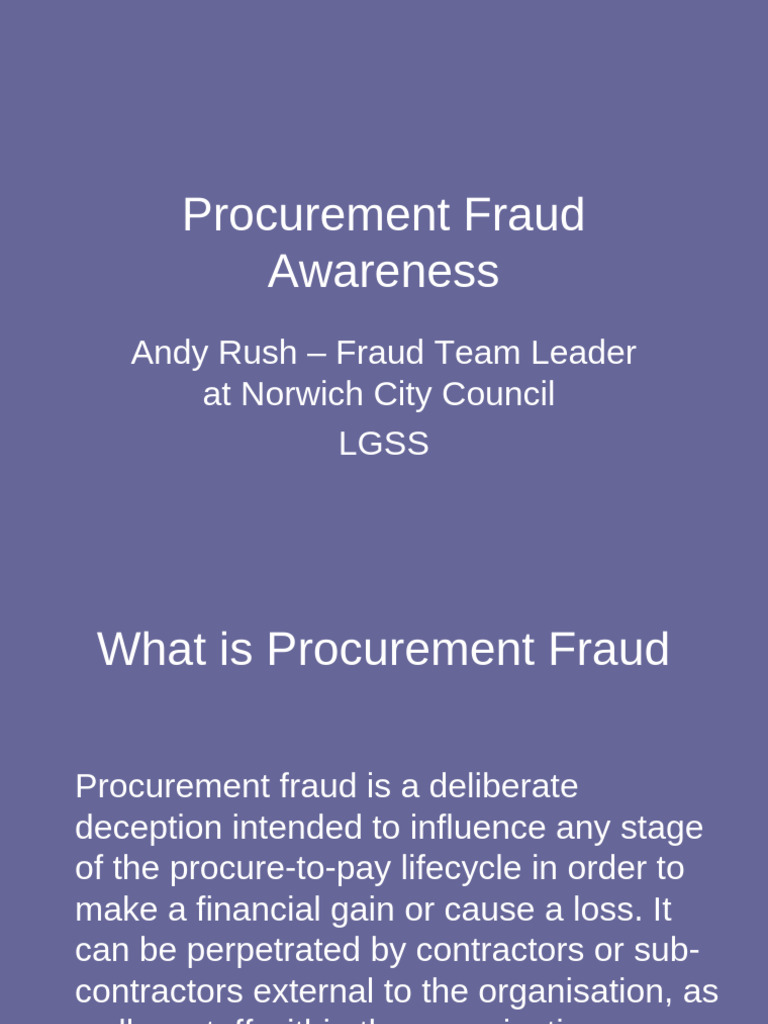 LGSS Procurement Fraud Awareness Presentation | PDF | Fraud | Procurement