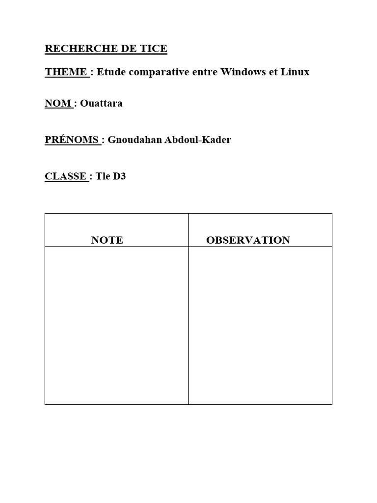 Comparaison Windows vs Linux : Avantages et Limites | PDF | Linux ...