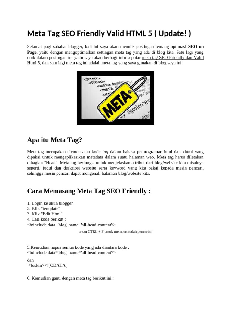 Optimasi Meta Tag SEO di Blogger | PDF