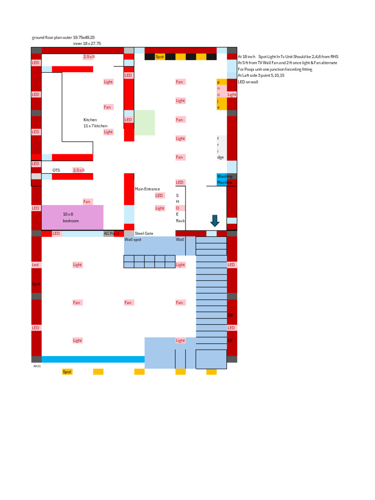 Ground Floor Plan with Lighting Layout | PDF