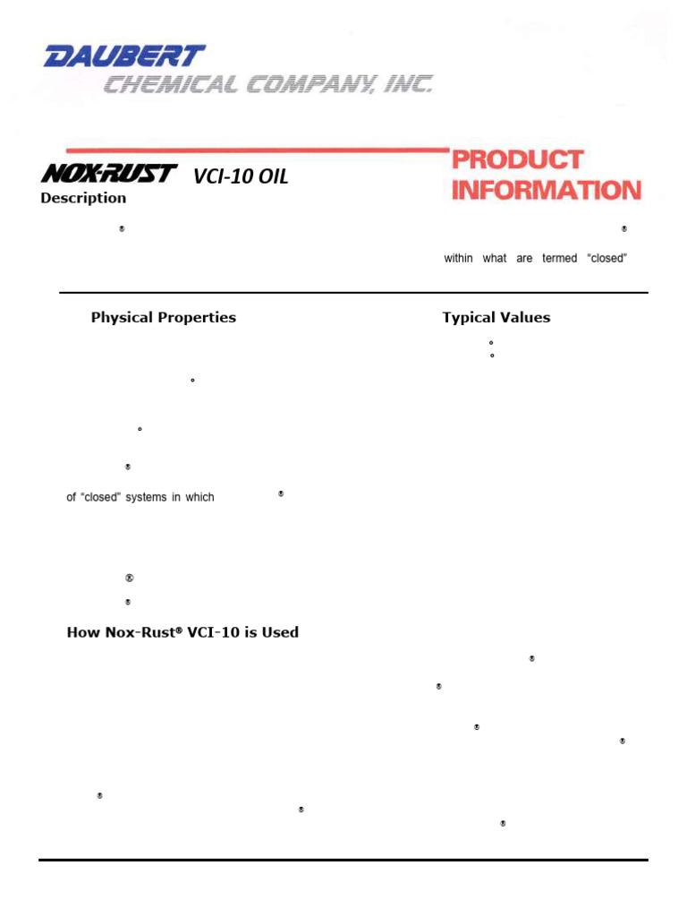 VCI-10 Oil: Corrosion Protection Solution | PDF | Diesel Engine | Rust