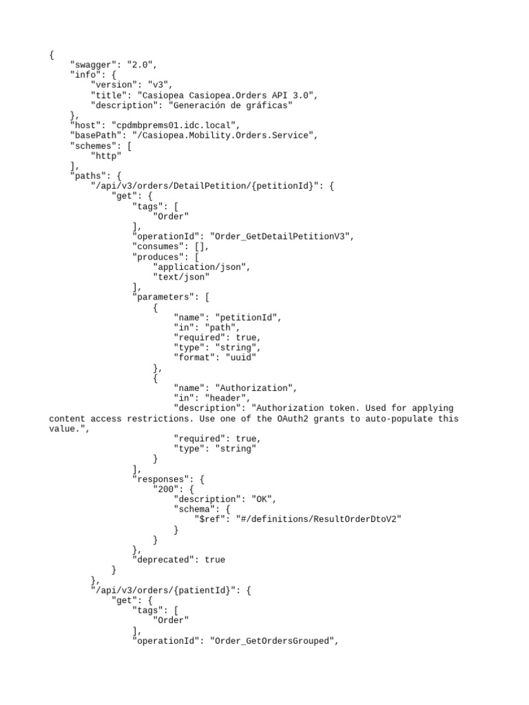 Casiopea Orders API Documentation | PDF | Json | Xml Schema