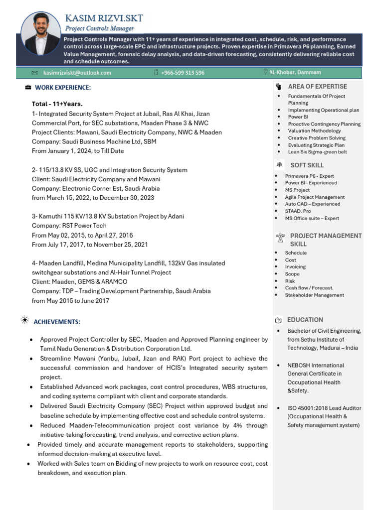 Project Controls Manager Resume | PDF | Business